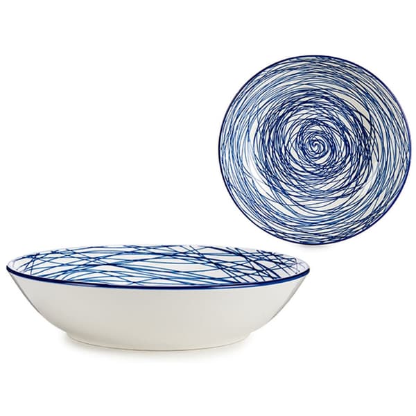 Tallerken med Striber Porcelæn Blå Hvid 6 stk (20 x 4,7 x 20 cm) - Klassisk design til din madoplevelse derhjemme.