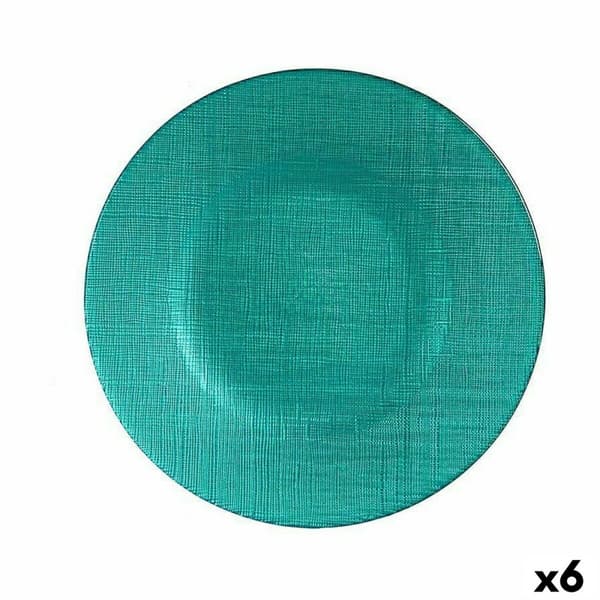 Turkoosi lasikulho 21 x 2 x 21 cm (6 kpl) - Kestävä ja kaunis kulho tarjoiluun ja sisustukseen kotona.