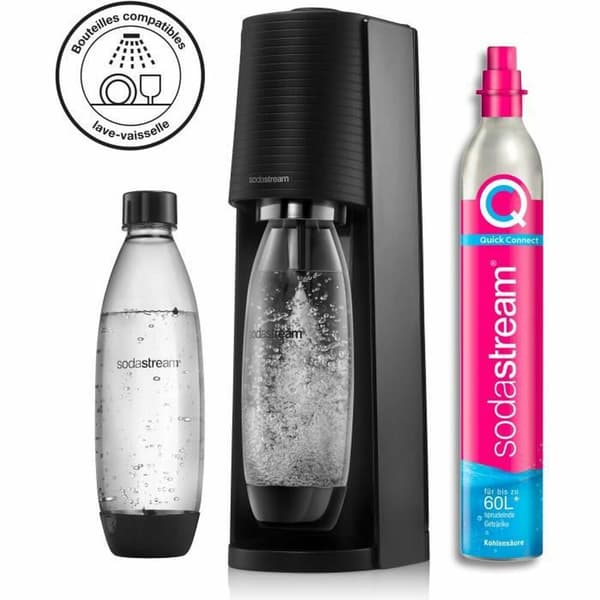 Soodakone Terra Musta - Sodastreamin hiilihapotuslaite tyylikkäässä mustassa muotoilussa