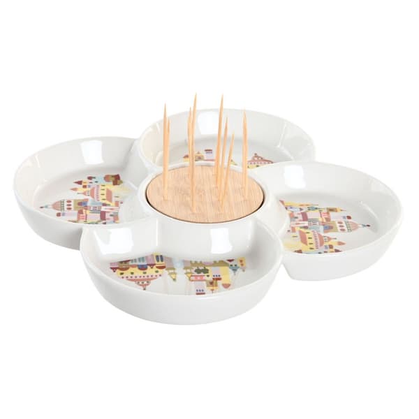 Tilltuggsset DKD Home Decor Röd Multicolour Stengods 22x22x7 cm - Cottage Hus i Naturell Design