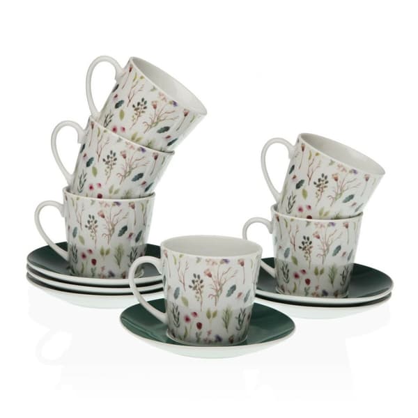 Servise med kopper og fade Versa Sansa Virágok Te Porcelæn (12 Dele) – Elegant porcelænsservise med kopper og fade til te, 12 dele.