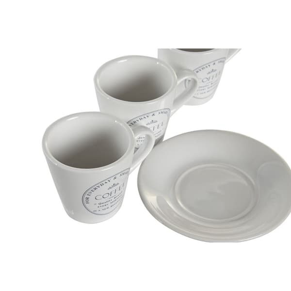 Kop og skål sæt, DKD Home Decor, Metal Hvid Stentøj 90 ml - Smart og praktisk sæt til dit hjem.