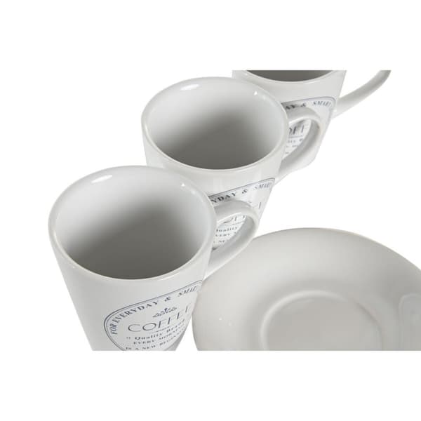 Kop og skål sæt DKD Home Decor - Metal Hvid Stentøj 180 ml - Elegant og stilfuld indretning til dit hjem.