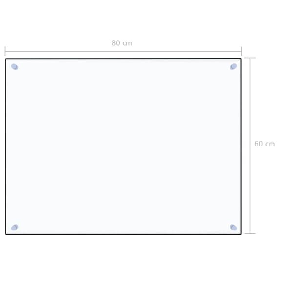 stænkplade 80x60 cm hærdet glas gennemsigtig