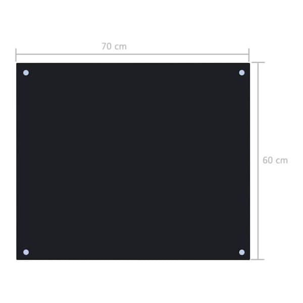 stænkplade 70x60 cm hærdet glas sort