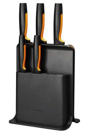 FISKARS SÆT MED 5 KNIVE I SORT BLOK, FUNKTIONEL FORM