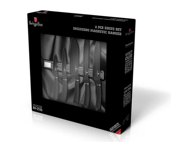 KNIVS?T 6 ELEMENTER. BERLINGER HAUS SORT S?LV BH-2536A