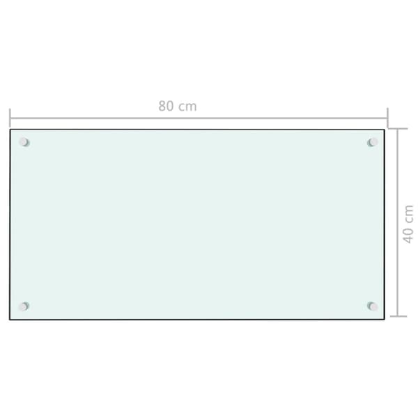 vidaXL Keittiön roiskesuoja valkoinen 80x40 cm karkaistu lasi -  Keittiö- & ruokailuvälineet