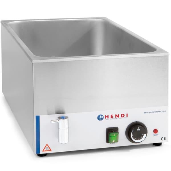 Justerbar elektrisk vandbain marie til GN1/1 150mm med hane - Hendi 238912