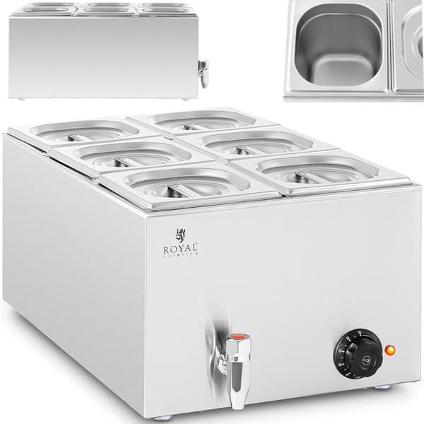 Bain-marie madvarmer varmebuffet 6 x GN 1/6 600 W