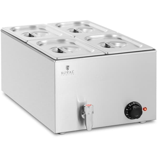 Bain marie elvärmare med kran 4 x GN 1/4 600 W