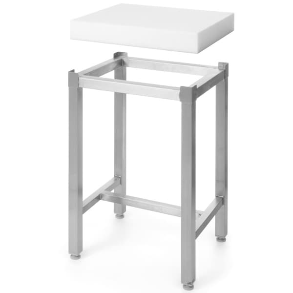 Butcherblock tillverkat av polyeten på bas av rostfritt stål 500 x 400 x 830 mm - Hendi 505144