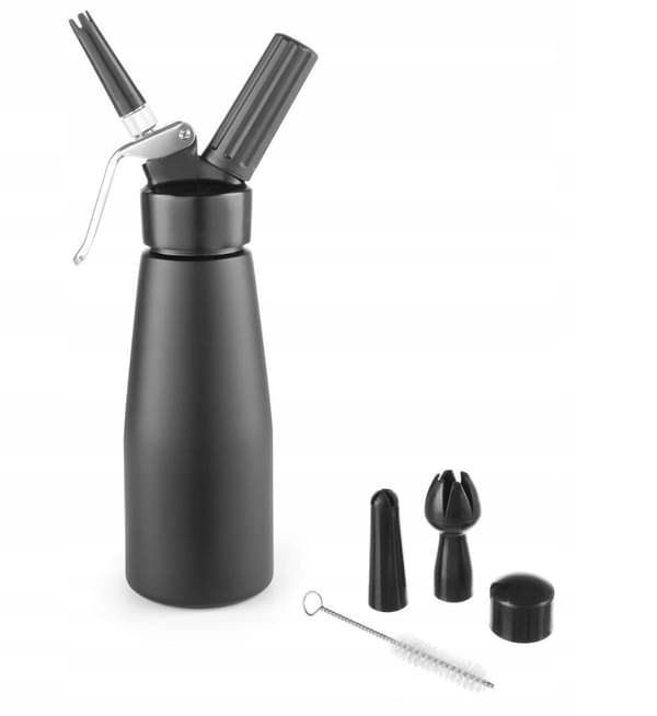 HENDI Sifon Kitchen Line 0,5L, Matt svart med 3 munstycken och borste