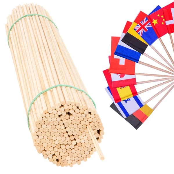 Flagpinde af træ til vimpler, 50 cm/5 mm, 100 stk