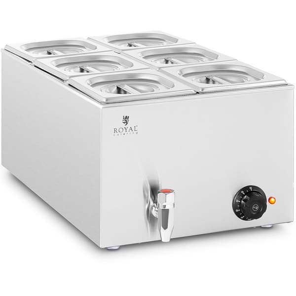 Bain-marie madvarmer varmebuffet 6 x GN 1/6 600 W