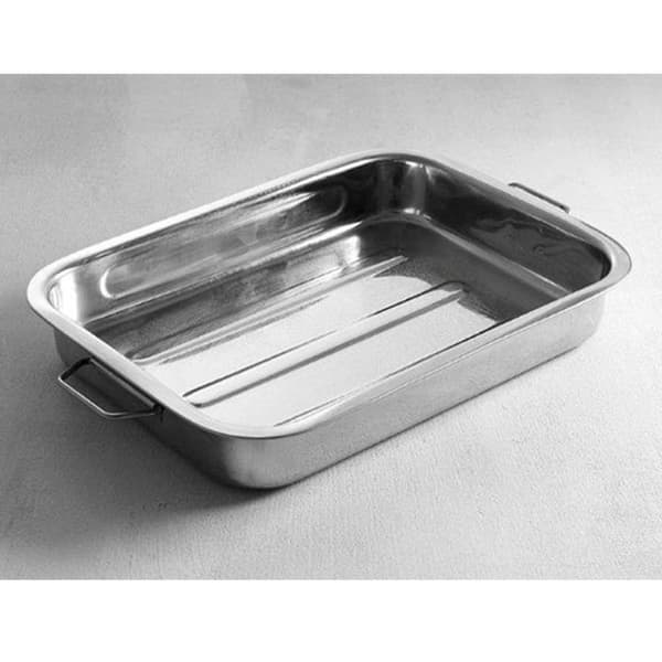 Rustfrit stål bradepande til bagning i ovn 315x245x50mm - Hendi 508503