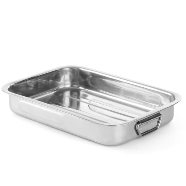 Rustfrit stål bradepande til bagning i ovn 315x245x50mm - Hendi 508503