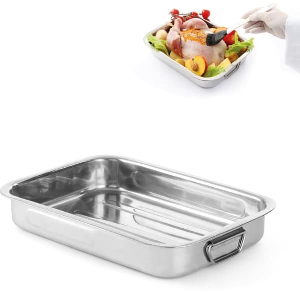 Rustfrit stål bradepande til bagning i ovnen 430x310x60mm - Hendi 508527