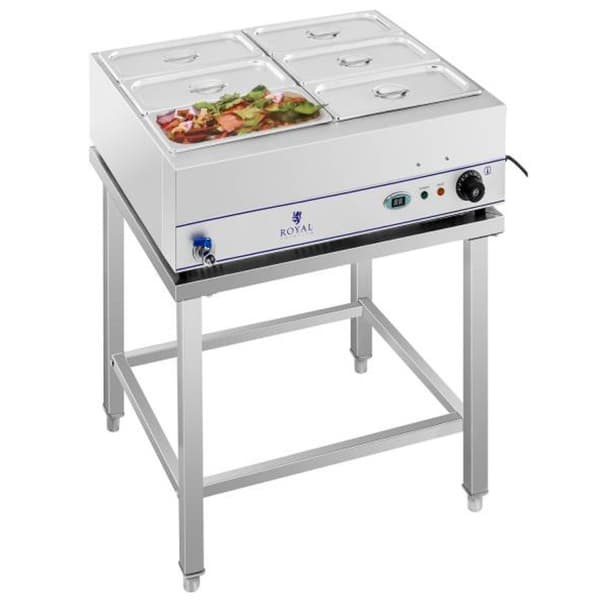 Bain-marie vandvarmer på stålbund 6 x GN 1/3 2000W 230V
