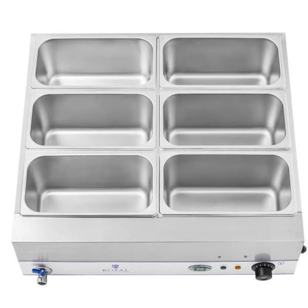 Bain-marie vandvarmer på stålbund 6 x GN 1/3 2000W 230V
