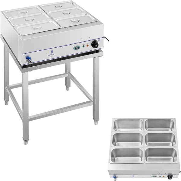 Bain-marie vandvarmer på stålbund 6 x GN 1/3 2000W 230V