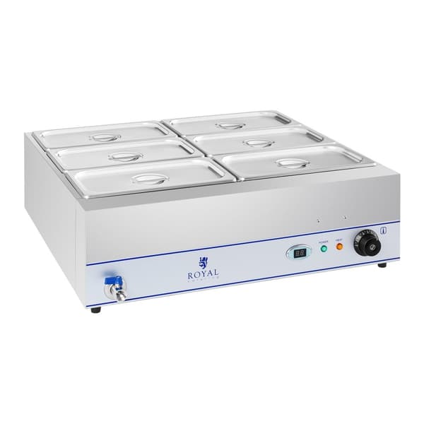 Bain marie varmvattenberedare med kran 6 x GN 1/3 2000W 230V Royal Catering