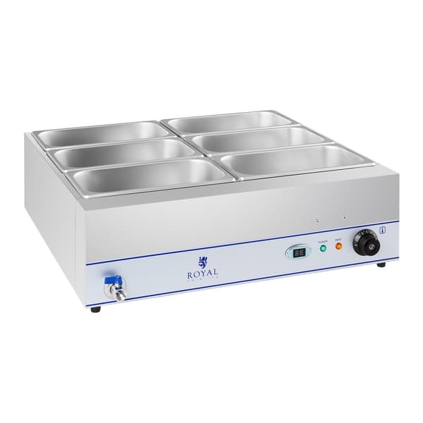 Bain marie varmvattenberedare med kran 6 x GN 1/3 2000W 230V Royal Catering