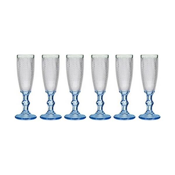 Champagneglas Vivalto PR05720ZD/BHA6 BLUE Blå Transparent Glas 180 ml Poäng (6 antal)