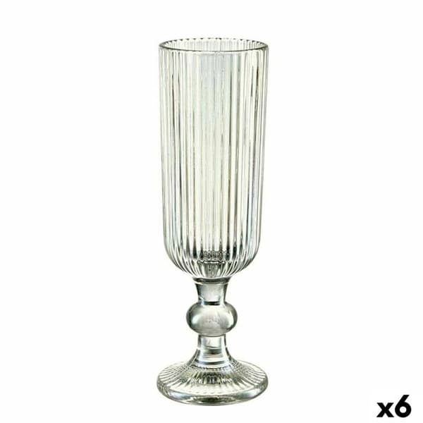 Champagneglas Vivalto OCT-DK80006C Grön Glas 160 ml Ränder (6 antal)