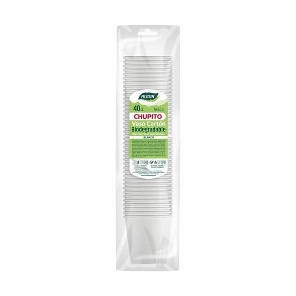 Set med snapsglas Algon Engångsanvändning Papp Vit 40 Delar 50 ml (36 antal)