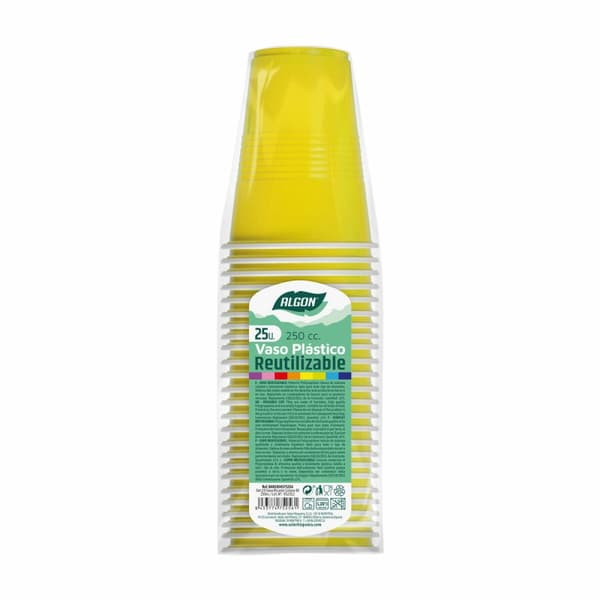 Set med återanvändbara glas Algon Gul 24 antal 250 ml (25 Delar)