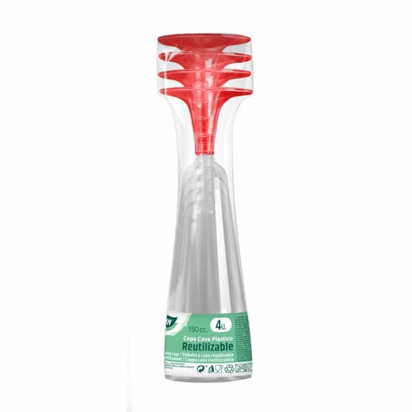 Återanvändbara cava-glas Algon Röd 24 antal 150 ml (4 Delar)
