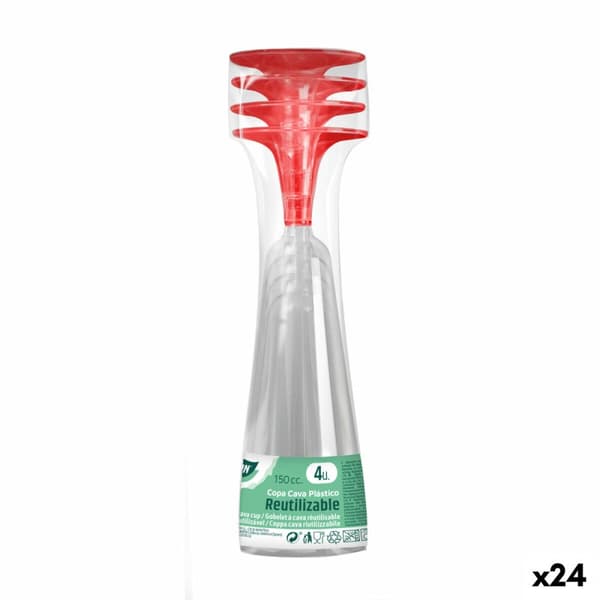 Återanvändbara cava-glas Algon Röd 24 antal 150 ml (4 Delar)