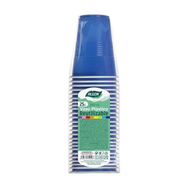 Set med återanvändbara glas Algon Blå 24 antal 250 ml (25 Delar)