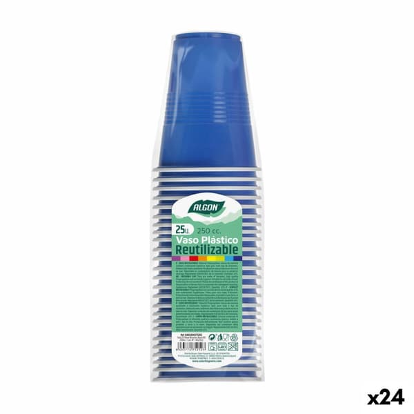 Set med återanvändbara glas Algon Blå 24 antal 250 ml (25 Delar)