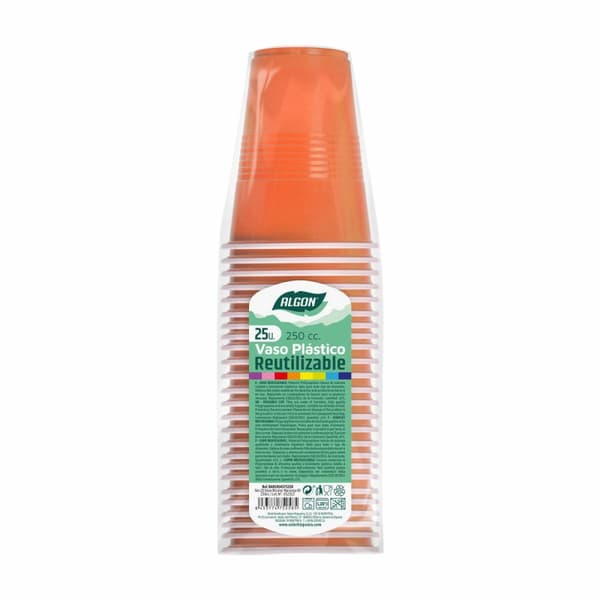 Set med återanvändbara glas Algon Orange 24 antal 250 ml (25 Delar)