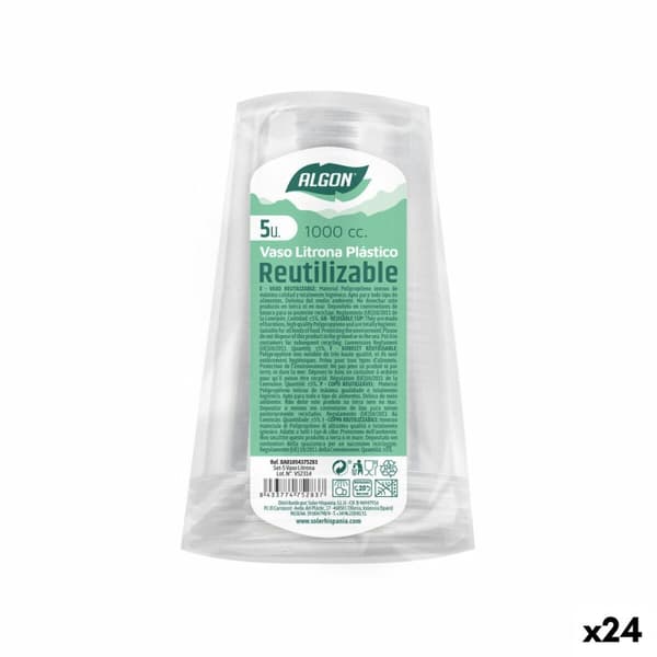 Set med återanvändbara glas Algon 1 L Transparent 24 antal (5 Delar)
