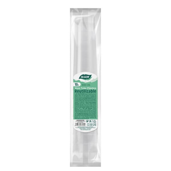 Set med återanvändbara glas Algon Tub, rör Transparent 10 Delar 300 ml (50 antal)