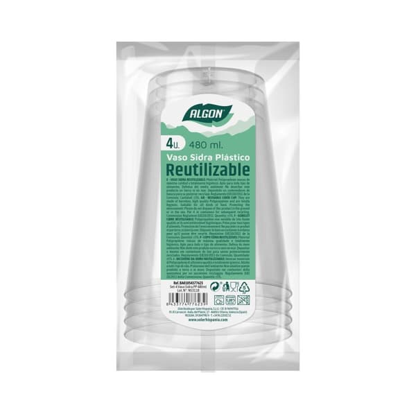 Set med återanvändbara glas Algon Cider Transparent 4 Delar 480 ml (50 antal)