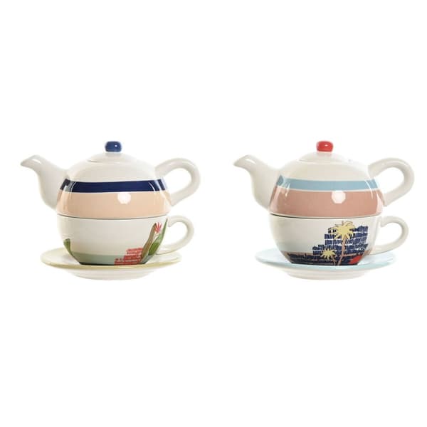 Tekanna Home ESPRIT Blå Vit Grön Ljusrosa Dolomite 750 ml (2 antal)