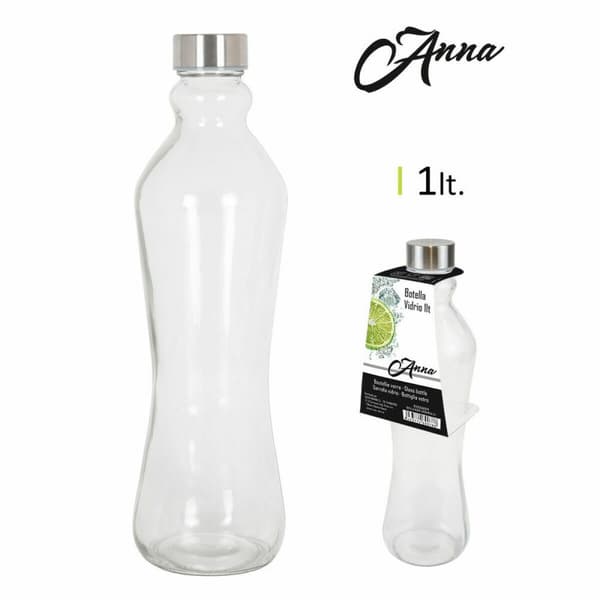 Glasflaska Anna 1 L Metallkåpa Metall Glas (12 antal)