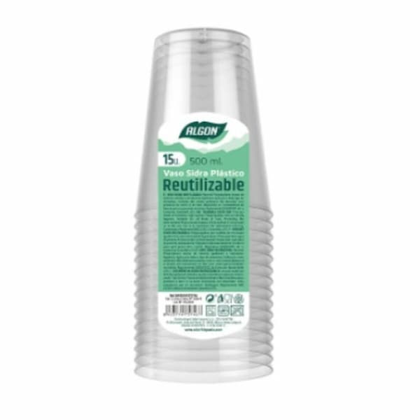 Set med återanvändbara glas Algon Transparent Cider 20 antal 500 ml (15 Delar)