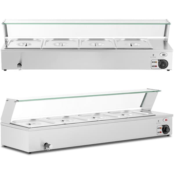 Bain marie madvarmer varmebuffet med låg 4 x GN 1/2 2000 W