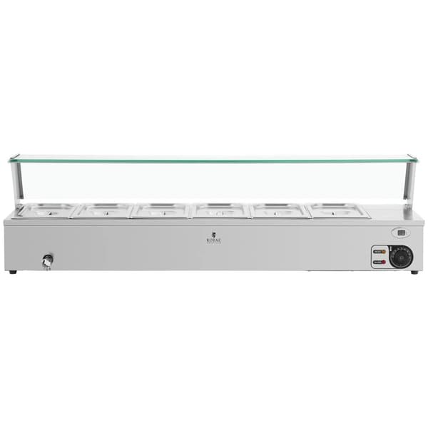 Bain-marie ruoanlämmitin lämmitysbuffet kannella 6 x GN 1/3 2100 W