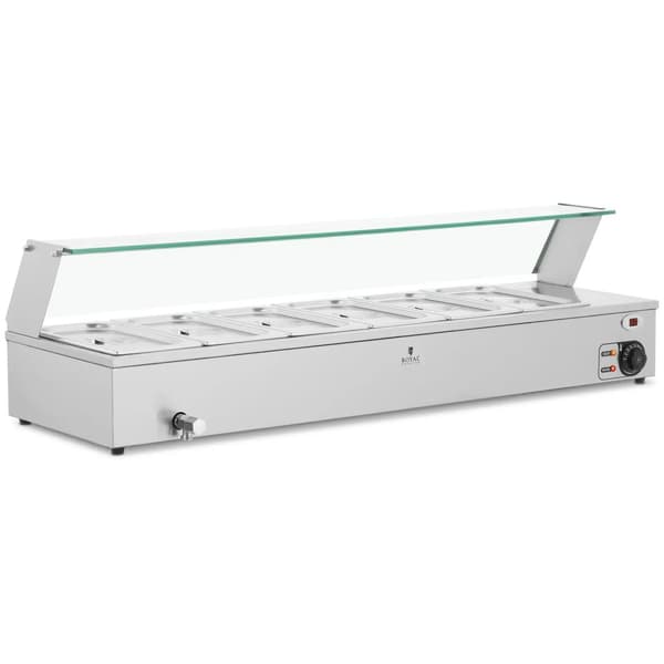 Bain-marie ruoanlämmitin lämmitysbuffet kannella 6 x GN 1/3 2100 W