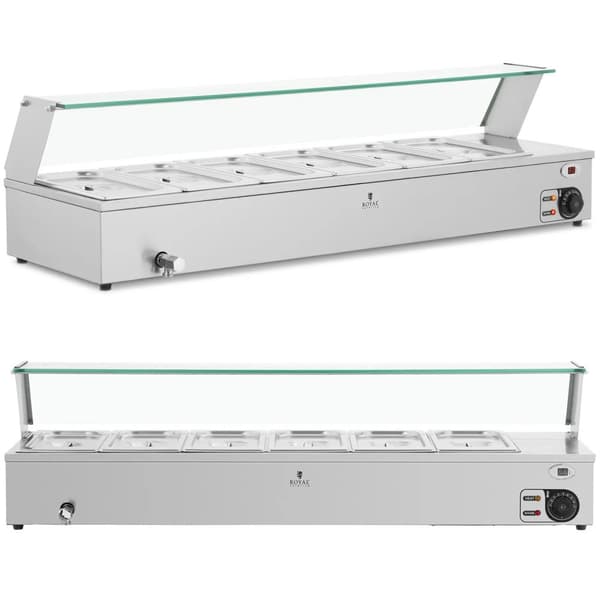 Bain-marie ruoanlämmitin lämmitysbuffet kannella 6 x GN 1/3 2100 W