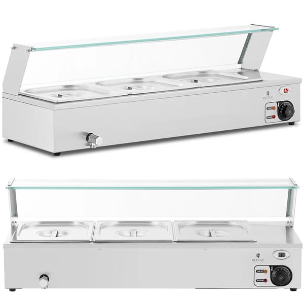 Bain-marie-ruoanlämmitin lämmitysbuffet kannella 3 x GN 1/2 2000 W