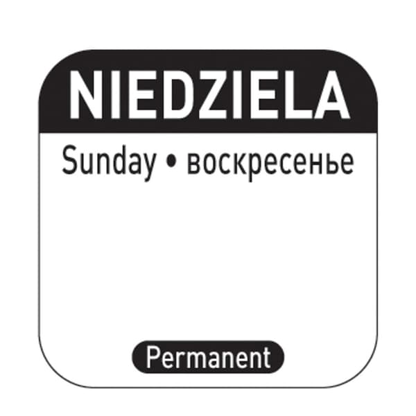 Elintarviketurvatarrat uudelleenkäytettäviin pakkauksiin Sunday PL RU EN 1000 kpl Hendi 850138