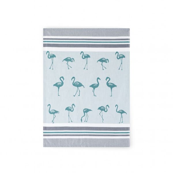 Flamingos køkkenklud 50x70 grøn