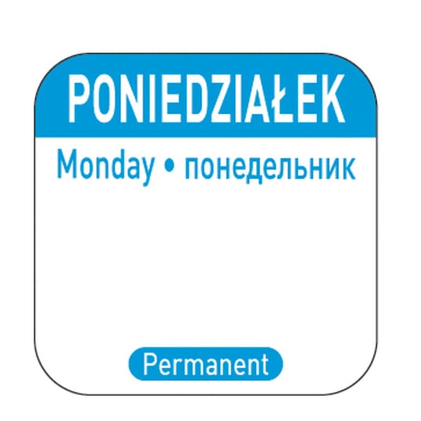 Elintarviketurvatarrat uudelleenkäytettäviin astioihin maanantai PL RU EN 1000 kpl Hendi 850077